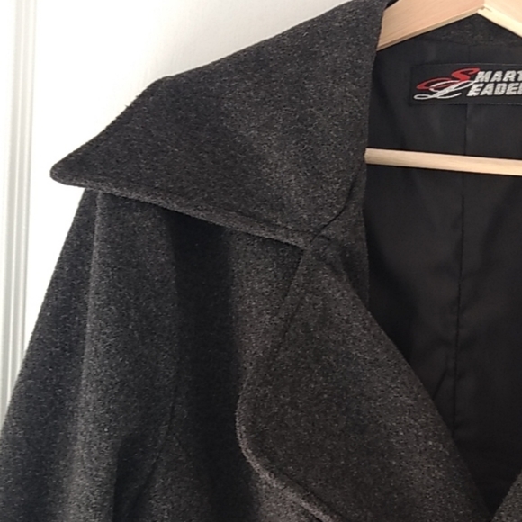 Men's Slim fit peacoat - charcoal dark grey - Picture 3 of 8